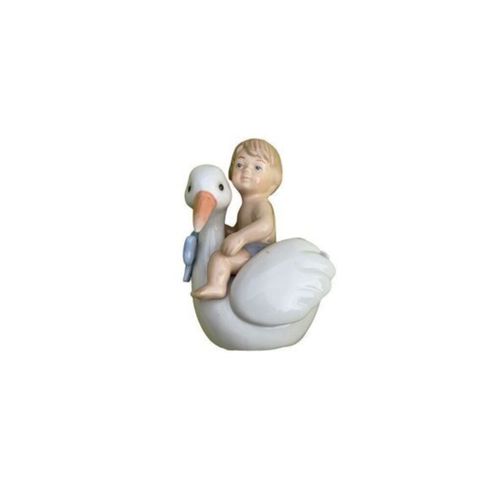 Vintage Cosmos Porcelain Baby Stork Cake Topper